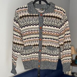 Women’s Multicolor Patterned Wool Blend Grannycore Sweater size Small